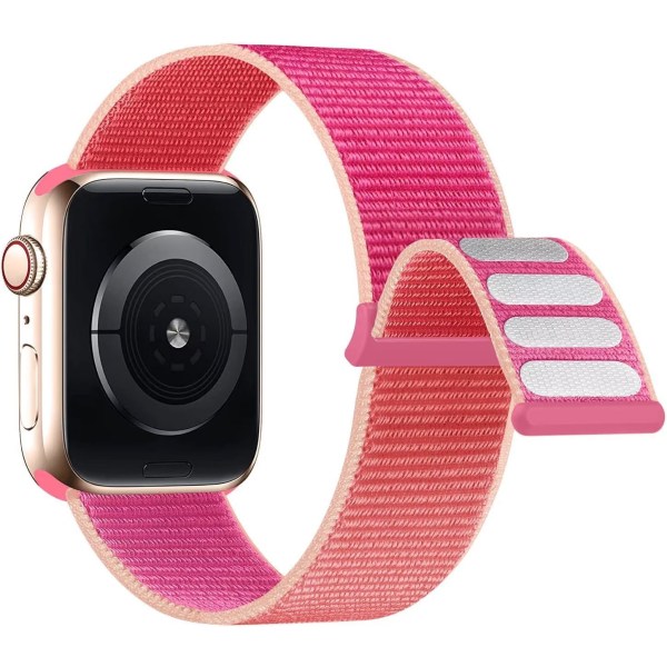 Kompatibel med Apple Watch-rem, Dame Menn Sport Nylon Loop Rem for iWatch Series Ultra 8 7 6 5 4 3 2 1 SE (42/44/45/49mm, Granateple)