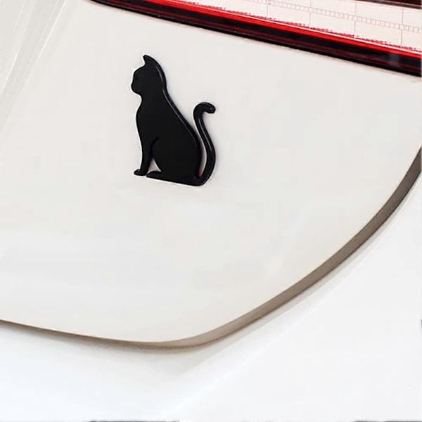 3D Kattdekal Metall Logotyp Emblem Stötfångardekoration Stylingdekal 5,9 x 4,3 cm Svart Black