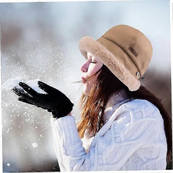 Furry Bucket Hat Fluffig Vinterhatt Plush Fiskehatt för Kvinnor Tonåringar Flickor