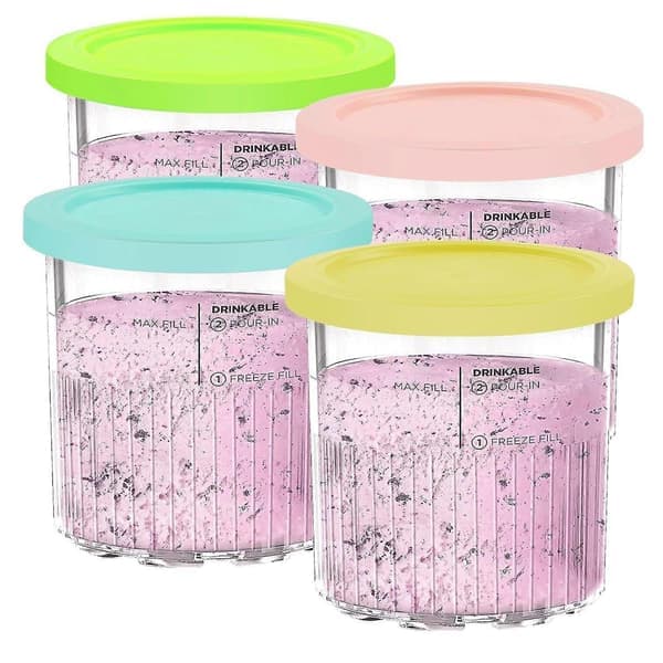 4-pack Ninja Creami Deluxe Replacement Pints and Lids, Compatible with NC501 NC500 Series-FX- 4pcs
