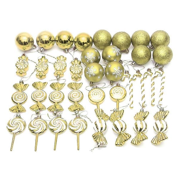 36 st julgranskulor julgranshänge tryckt format hänge julkulor guld