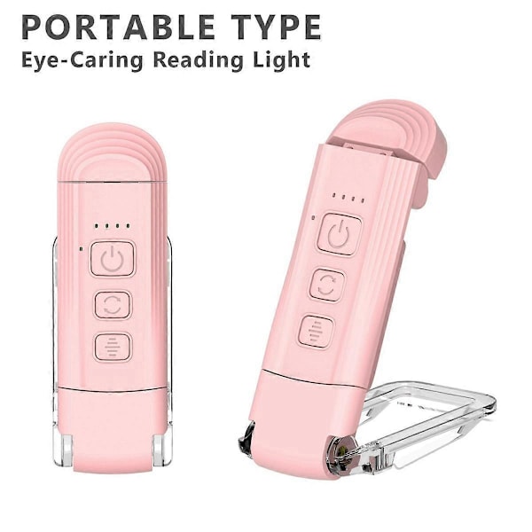 USB Bokklype Lys Sammenleggbar Leselys Student Øyebeskyttelse Lys Skrivebordslampe Kortlys Nattleselys Rosa