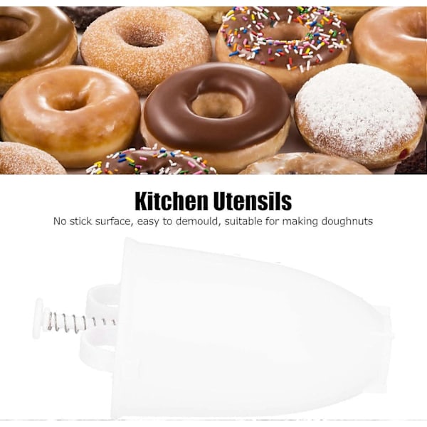 Plastisk Donut Maker Form, Smultringdispenser Non Stick Smultring Maker Matlaging Verktøy Mini Smultring Maker Bærbare Kjøkken Bakeverktøy (Hvit)