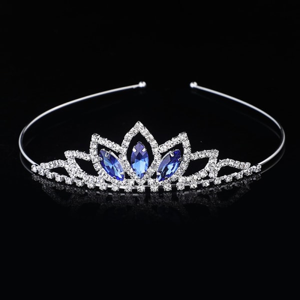 Prinsesse Sølv Tiara og Krone Rosa Krystal Tiaraer Piger Pageant Kroner Rhinestone Fødselsdag Hovedbeklædning til Børn (himmelblå)