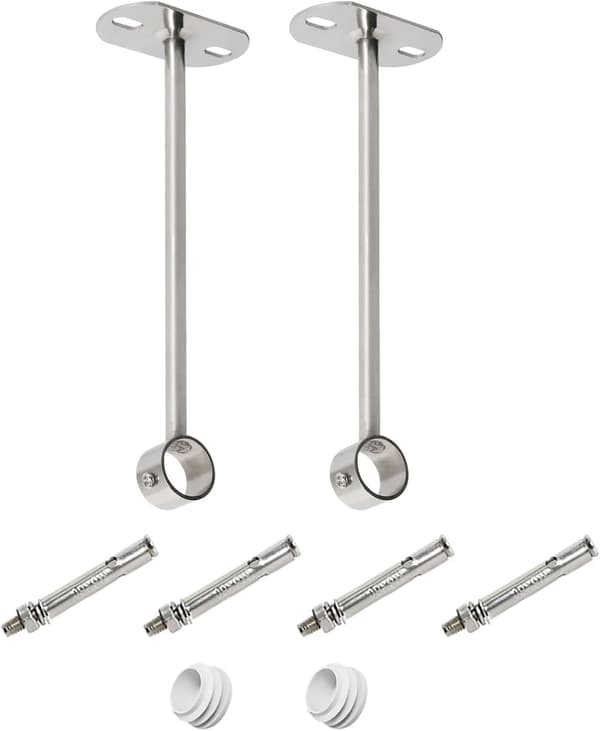 Ceiling Mount, Clothes Rail Bracket, 33 mm Diameter, Clothes Rail Support, Pipe Flange Sleeve 2 pcs (350 mm)