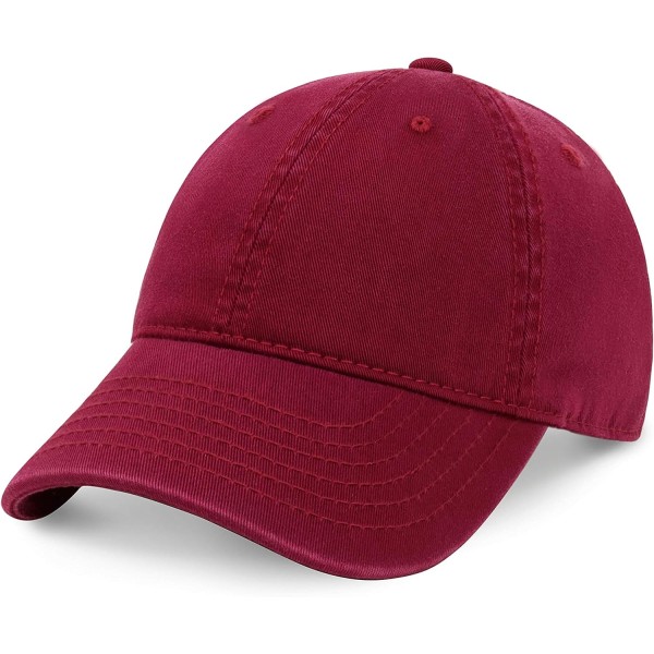 Unisex bomullsbaseballcaps for menn og kvinner, justerbar lettvekts polo-stil buet brem（Burgundy）