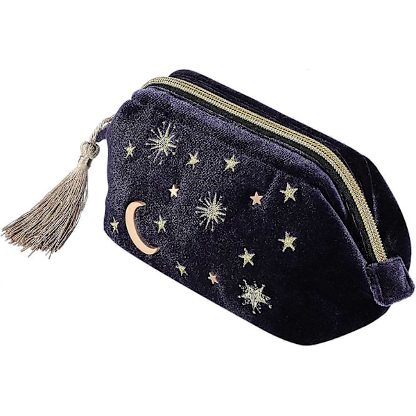 Flanell Kosmetikväska med Broderad StjärnApplikation och Tassel, Dragkedja