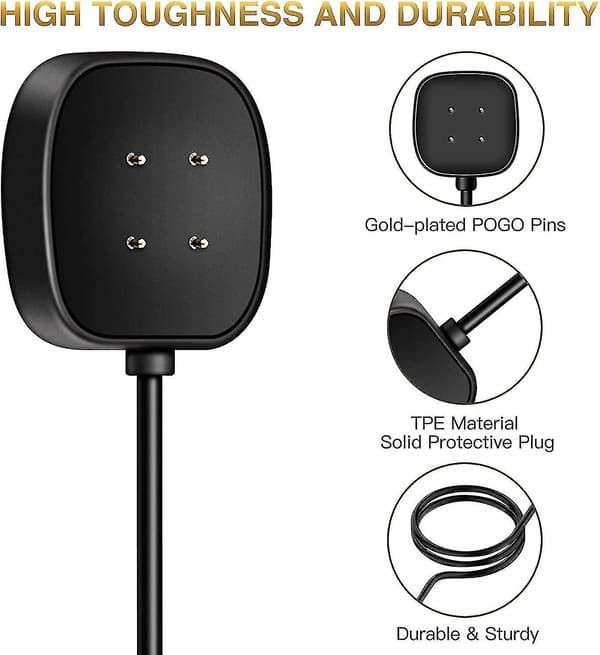 2-pak opladningskabel kompatibelt med Fitbit Sense/Fitbit Versa 3 (1m/3,3ft)