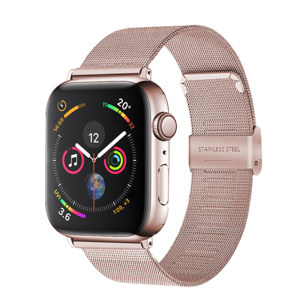 Kompatibel Apple Watch-rem 38-40mm/42-44mm, rustfritt stål ringspenne metallrem erstatning-38/40mm rosegull