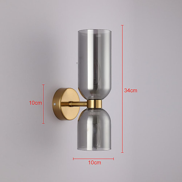 Vegglampe i glass, vegglampe i messing, vegglampe opp og ned, vegglampe i kobber