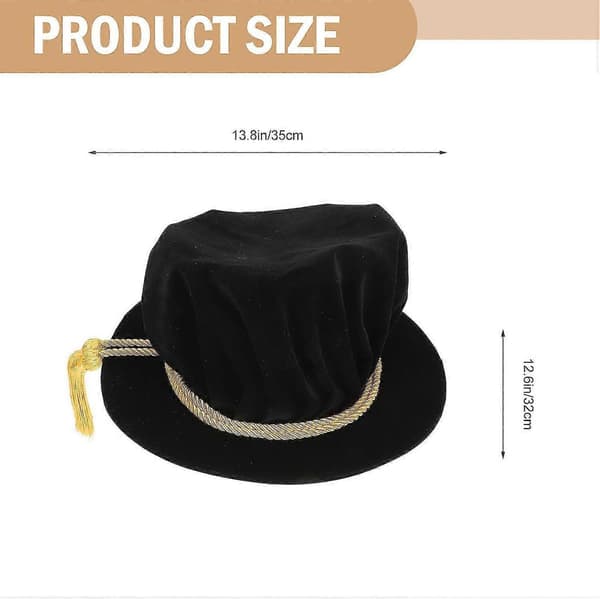 Ph.d. kandidathat, doktorhat, ceremoniel hat til doktorceremoni, sort M velour, 1-pak