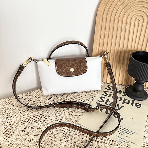 Dammode Colorblock Mini Crossbody Väska, Enfärgad Fyrkantig Handväska Med Justerbar Rem, Elegant Handväska White