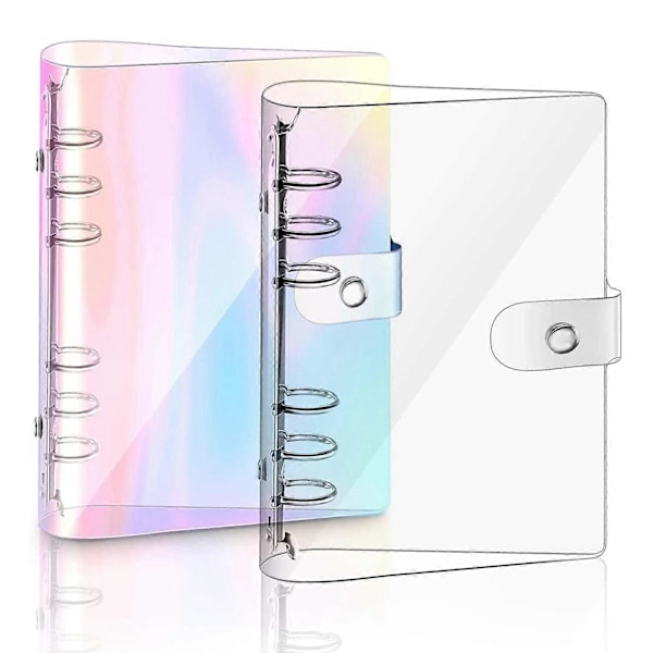 2 st A5 Regnbågs Mjuk PVC-Anteckningsbokpärm Transparent Mjuk PVC-Anteckningsboksomslag, Lösbladspärm