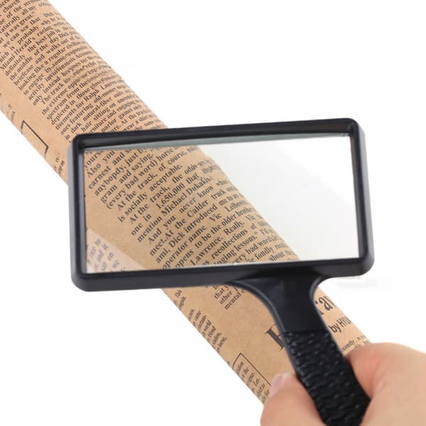 Black Lightweight Exquisite Craftsmanship and Excellent Work 4X Rectangular Handheld Large Reading Magnifying Glass