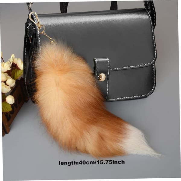 Faux Fox Tail, 40 cm Animal Tail, Fluffy Artificial Fur Tail, Realistic Fox Tail, Keychain, Wallet Decoration Fox Tail, Role Play, Golden