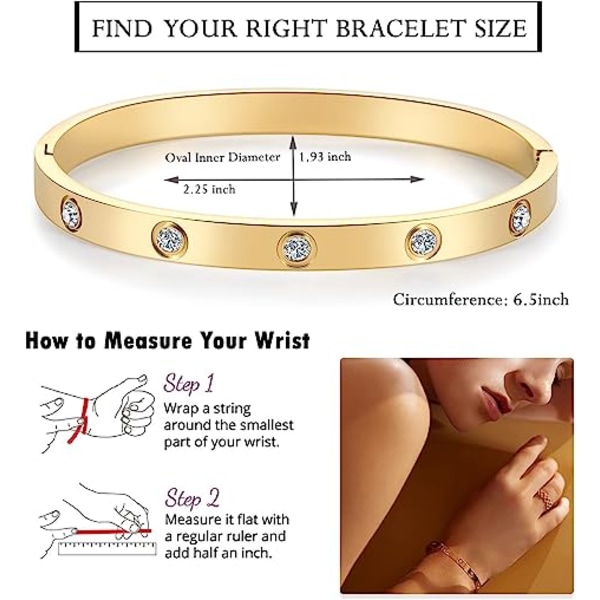 Guldarmband för kvinnor 14K guldpläterade vänskapsarmband Armband med Cubic Zirconia stenar Rostfritt stål Armband Smycken Kärlekspresenter