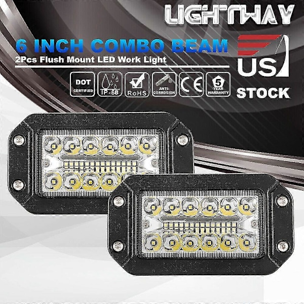 2 stk. 12V 6 tommer forsænket arbejdslygte 26 LED Super Bright Spotlight Bilforlygte