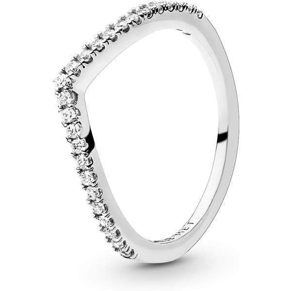 Jewelry Sparkling Wishbone Cubic Zirconia Ring/Size:8