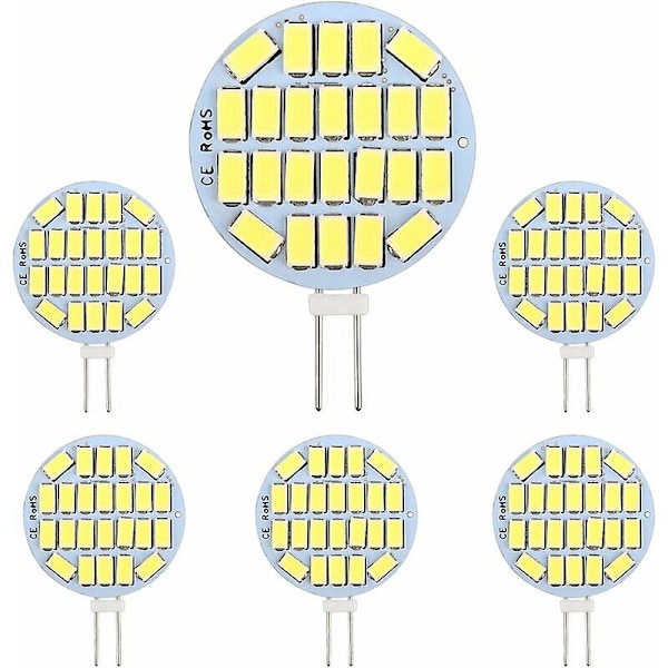 G4 LED 3W, AC12-24V, 300LM Kalla Vit 6000K, 24x5730 SMD, motsvarande 30W halogenlampa, ej dimbar, infälld belysning, 6-pack