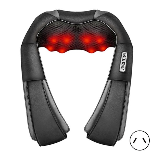 2025 Nack- och Rygg Shiatsu-massager med Värme för Hem, Kontor & Bil - Elektrisk Massagekudde 3D Knådande för Muskelsmärta Black Gray AU Plug