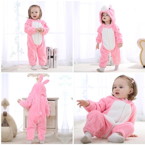 Suloiset piirretyt yöasut – Mukavat ja söpöt flanellipyjamat polyesterikankaasta vertaansa vailla olevaan mukavuuteen ja tyyliin (Pinkki kani, 80cm) Pink Rabbit 80cm
