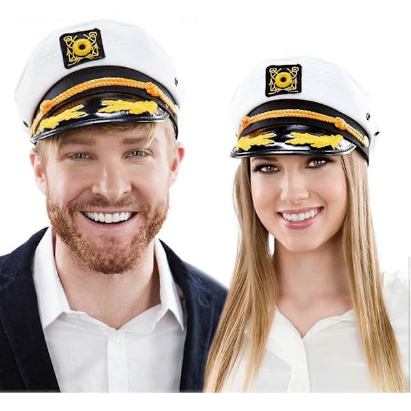 Kapten Yacht Seglarhatt Justerbar Hatt Platt Topp Visir - Vit - 1 stycke grön