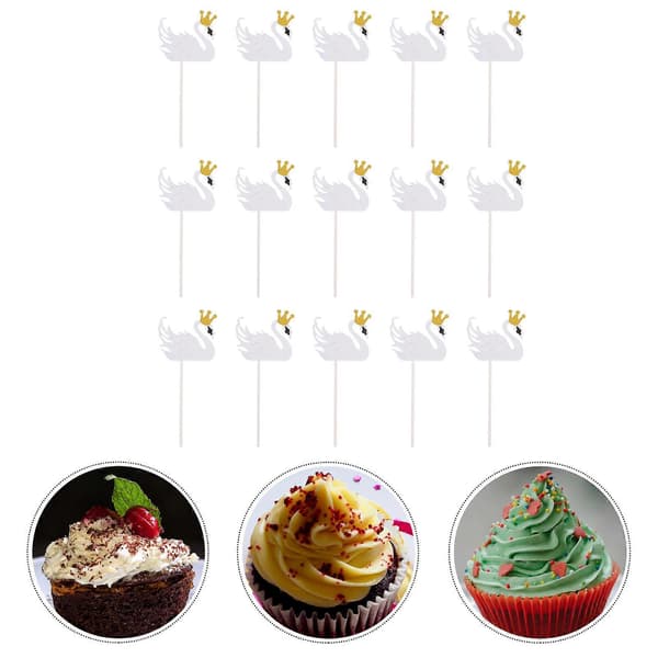 Cupcake Toppere Svanefødselsdagskagedekorationer til fest 15 stk. pakke