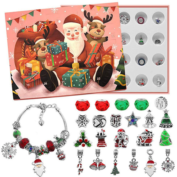 Advent Calendar Christmas 24 Countdown Calendar Diy Charm Bracelet Making Kits Xmas Gift