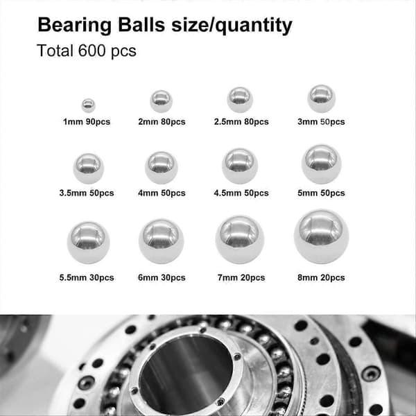 Stålkuler 1-8 mm metrisk sykkelkulelagerassortimentsett