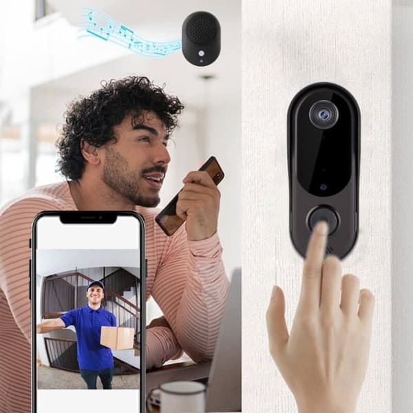 Trådløs dørklokke med kamera - JORMFTTE - 1080P - WiFi - Nattsyn - PIR-deteksjon