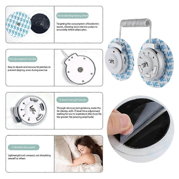 Mikro-puls Elektrisk Cellulitmassager, Kroppsskulpterande Massager för Mage, Buk, Ben, Armar och Lårtoning, 6 Lägen 15 Intensiteter