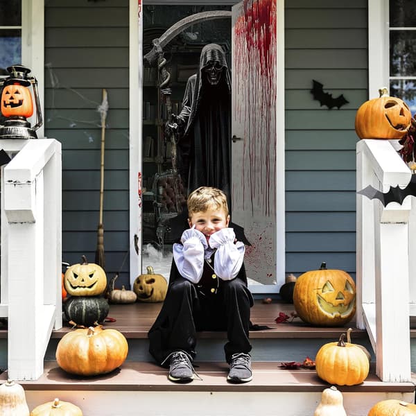 Halloween Dörrgardin 90x180 cm Fågelskrämma Polyester Liemannen