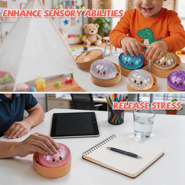 12 stk Glitter Dumpling Squishy, 2026 Opgraderet Mini Squishy Dumpling Legetøj, Søde Stressbolde Fidget Sensorisk Legetøj, Julegave Strømpefyld med