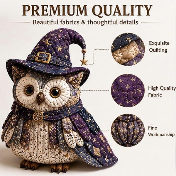 Wise Owl Quilted Tissue Box DIY Sewing Kit, Quilted Owl Tissue Holder DIY Craft Set, Fun Handmade Sewing Project Kit for Home Tabletop Decor Gift