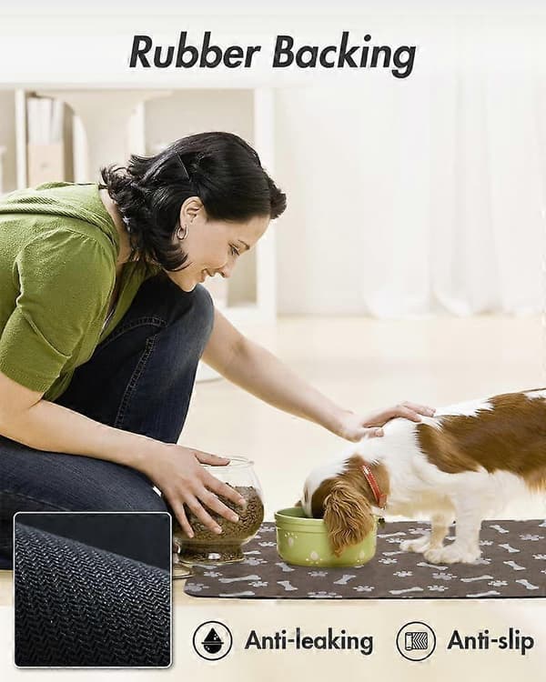 Foderunderlag til hunde, absorberende underlag til hundemad og vand, hurtigtørrende, skridsikkert, slidstærkt materiale, stor størrelse
