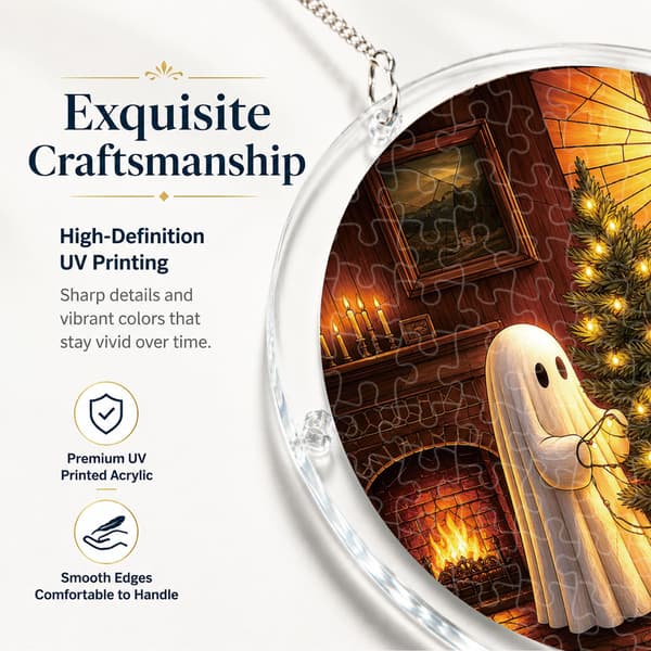 Ghost Christmas Acrylic Puzzle Suncatcher, 83 Pieces DIY Decor Ghost Lights
