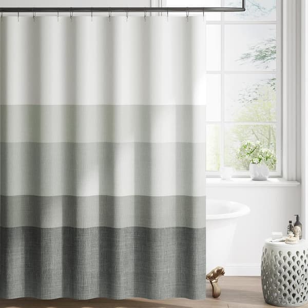 Dusjforheng med gradient – vaskbart tekstilstoff – moderne fargestripet design – vannavvisende polyester grå Gray 180×180 cm