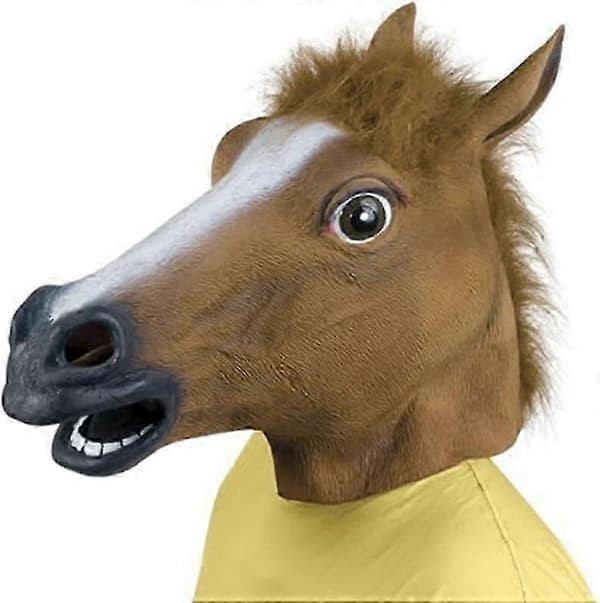 Hestehodemaske for voksne, brun hestehode latex dyremaske