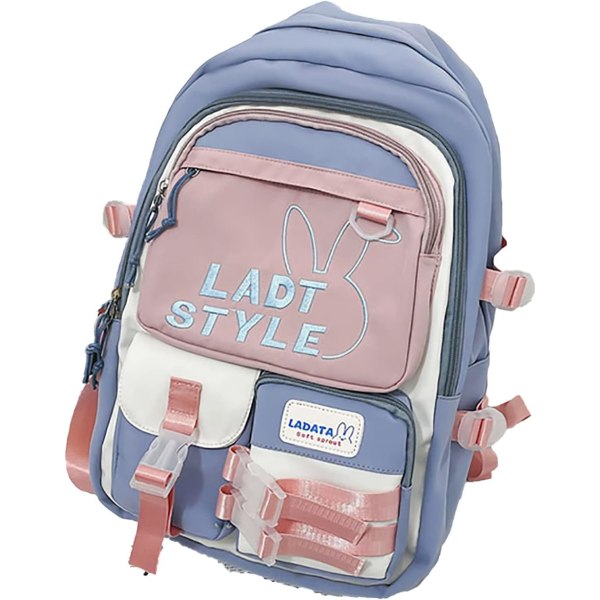 Ryggsäck lätt skolväska skolväska vattentät gymnasieelev ryggsäck tonåring-Blå rosa