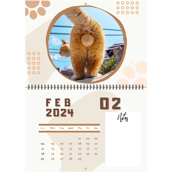 Kattkalender 2024 | Katthålskalender för skämtpresent | Hängande väggkonst månatlig familjekalender | Roliga och roliga presenter för vuxna-A