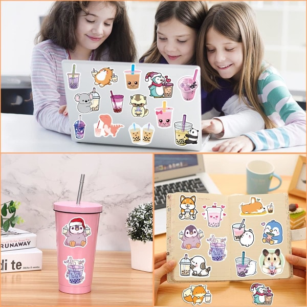 100PCS Kawaii Bubble Tea Klistremerker, Drikke Klistremerker, Vinyl Søte Te Klistremerker Gaver, Asthetic Klistremerker, Vannflaske Klistremerke Pakke for Tenåringer Jenter Barn