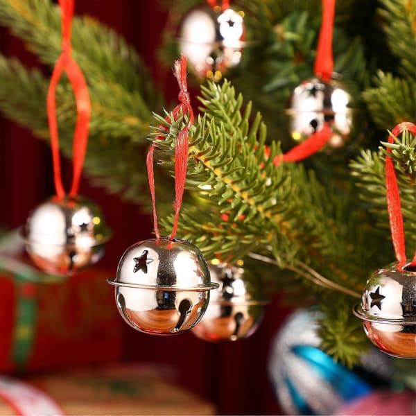 Juleophæng med klokker til festdekoration DIY tilbehør Sølv 2 sæt Silver