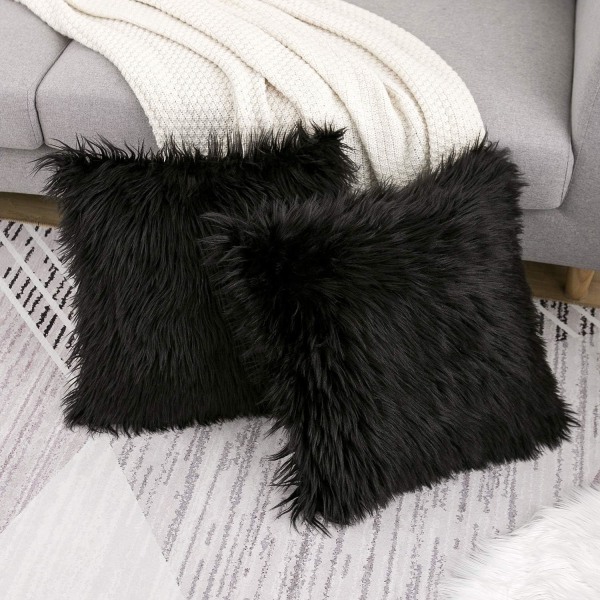 2 kappaleen koristetyynynpäälliset Uusi Luxury Series Merino Style Faux Fur Fluffy Tyynynpäälliset Neliönmuotoinen Pehmeä Tyyny