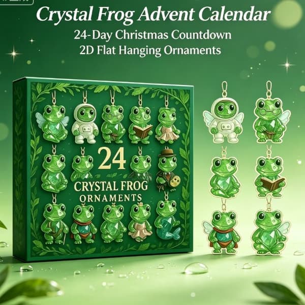 Crystal Frog Advent Calendar 2026, 24-Day Christmas Countdown with 2D Flat Frog Hanging Ornaments