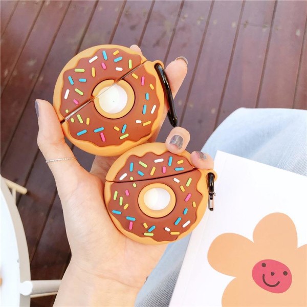 Søt deksel for Airpods 3, 3D Donut Design Silikondeksel Beskyttende Støtsikre Deksel med Nøkkelring for Airpods Ørepropper