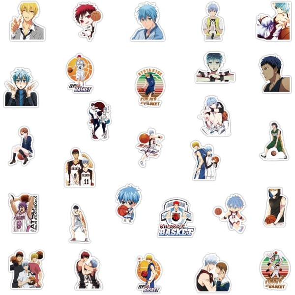 50 st japanska Anime Kuroko's Basketball Stickers Vattentät Vinyl Kawaii Stickers för Barn Tonåringar Vuxen Skateboard Dator Laptop Gitarr