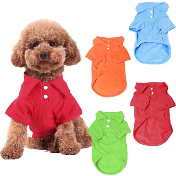 4-pack hundskjortor Pet Valp T-shirt Kläder Outfit Kläder Kappor Toppar för små medelstora hundar Cats-M