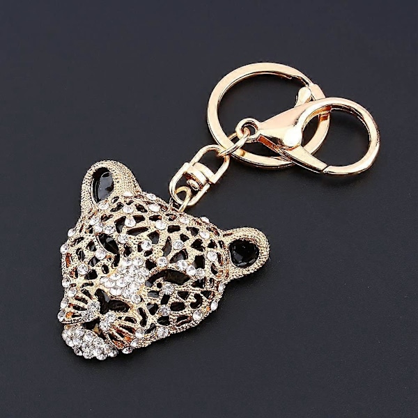 Krystall Leopard Nøkkelring Krystall Rhinestone Nøkkelanheng Bling Veskeanheng Håndveske Gave