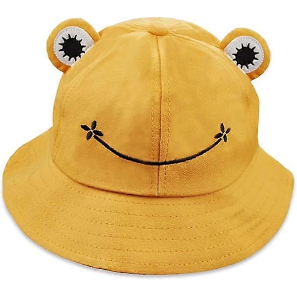 Damfiskehatt Groda Sol Unisex Hink Vikbar Utomhus Sommar för Camping Vandring Fiskegul
