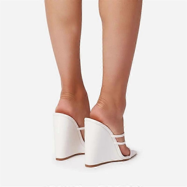 Avokärkiset slingback-sandaalit naisille, korkokengät, vapaa-ajan kengät, kesäiset rantatarvikkeet White 36